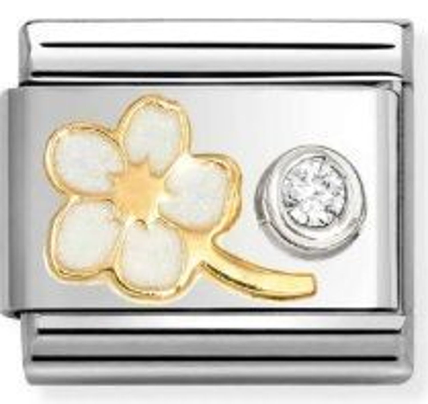 Charms Nomination Link 18K zawieszka złoto Biała Niezapominajka 630302 10.jpg